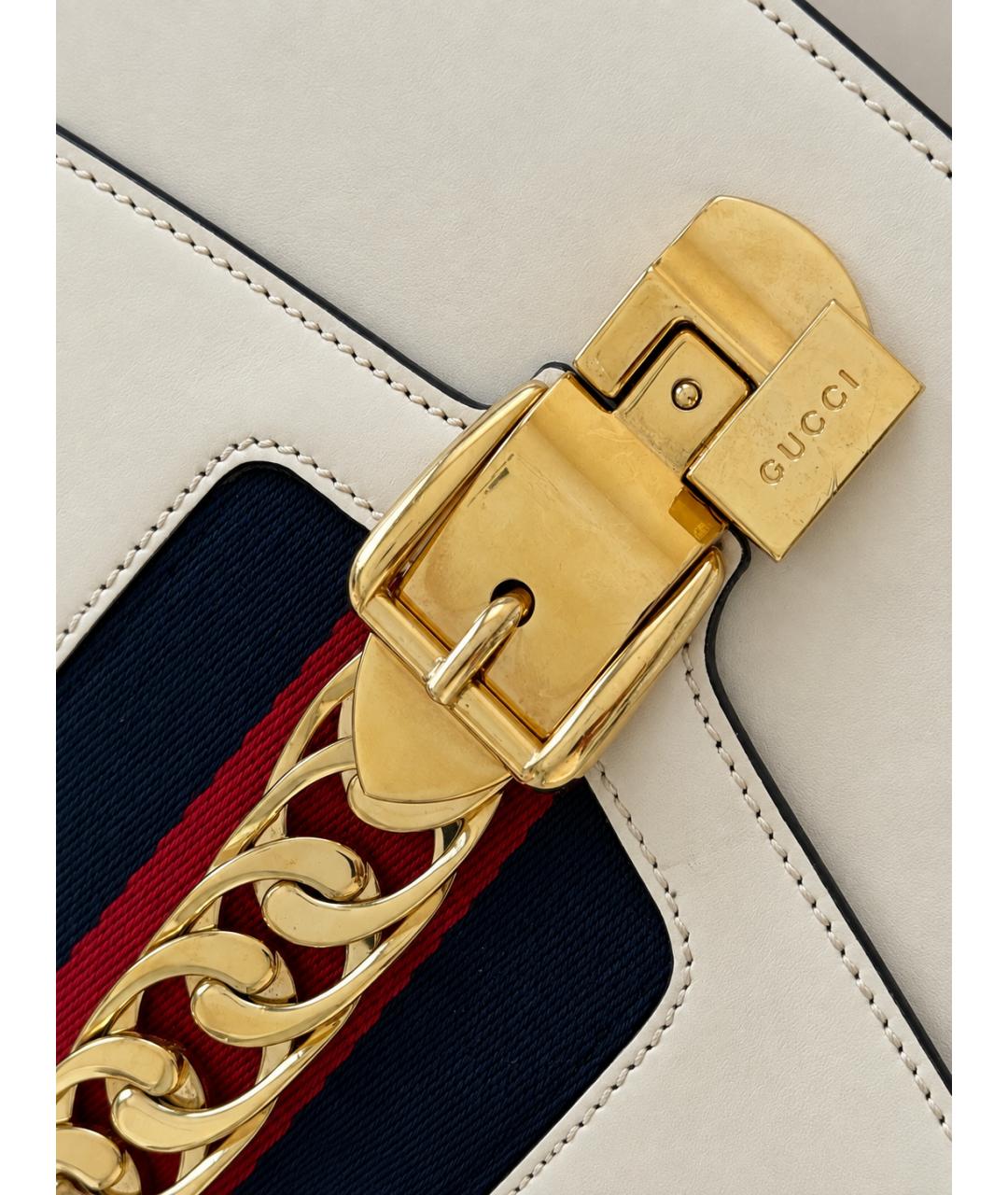GUCCI Белая кожаная сумка через плечо, фото 3