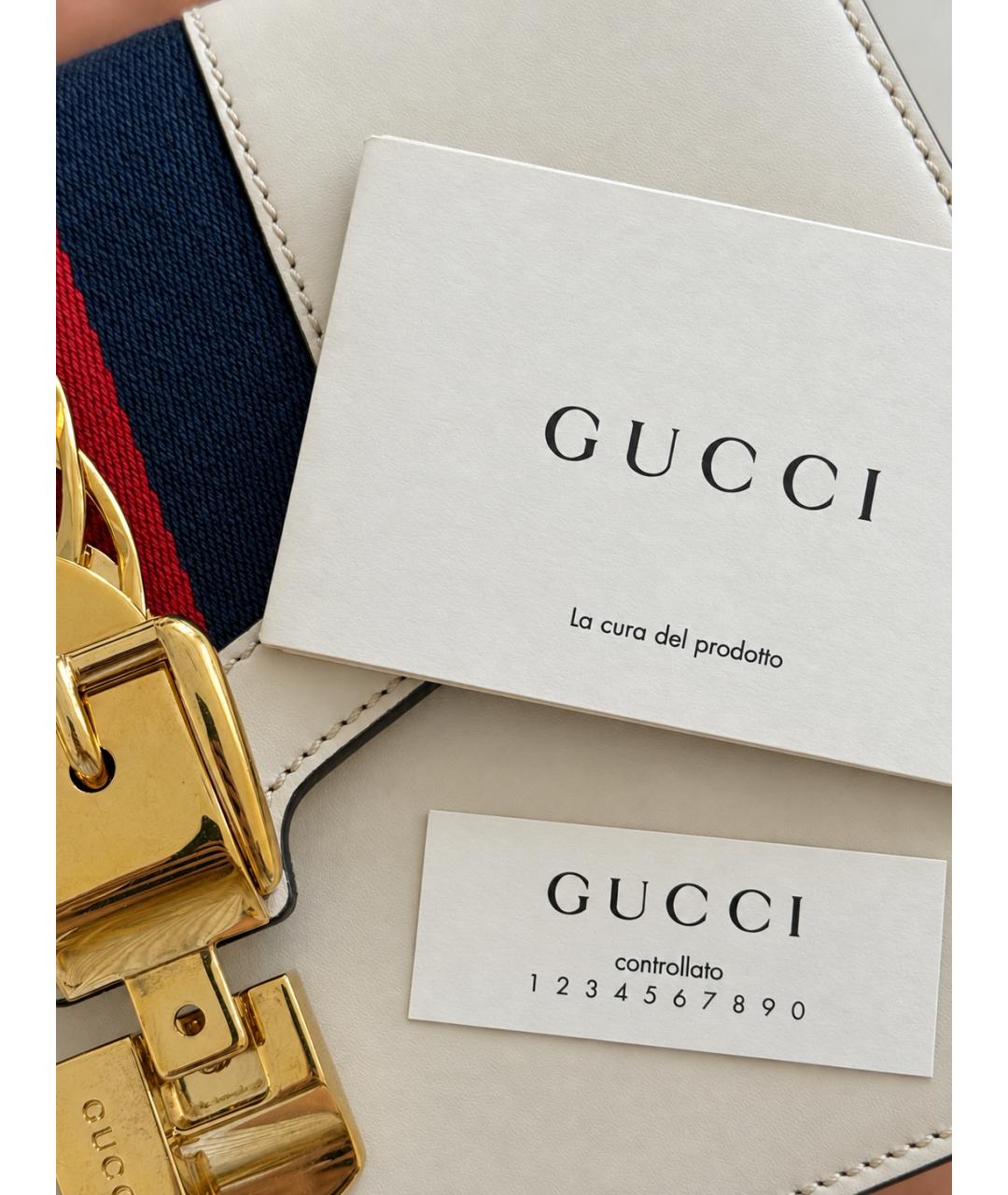 GUCCI Белая кожаная сумка через плечо, фото 6