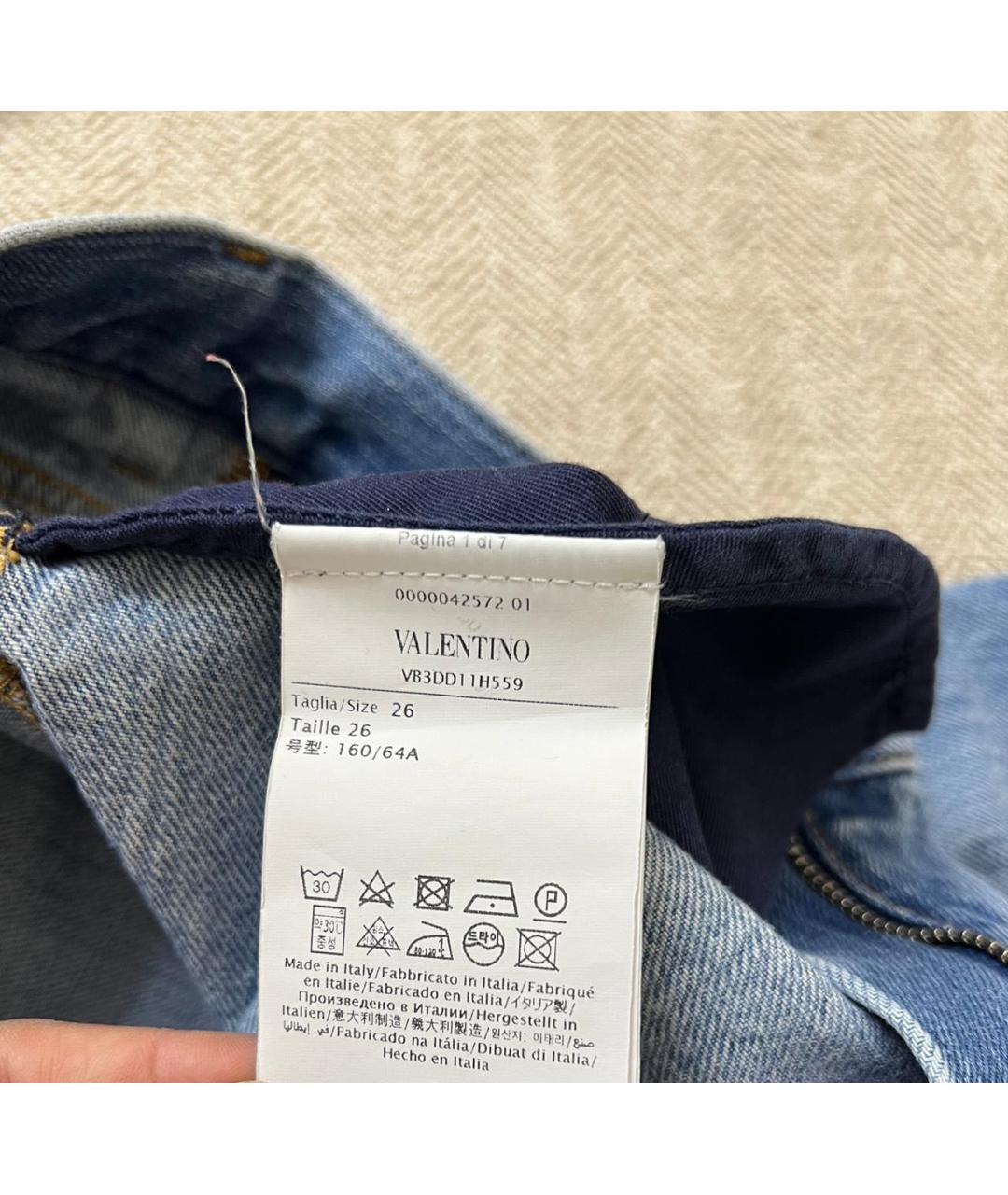 VALENTINO Голубые хлопковые прямые джинсы, фото 8