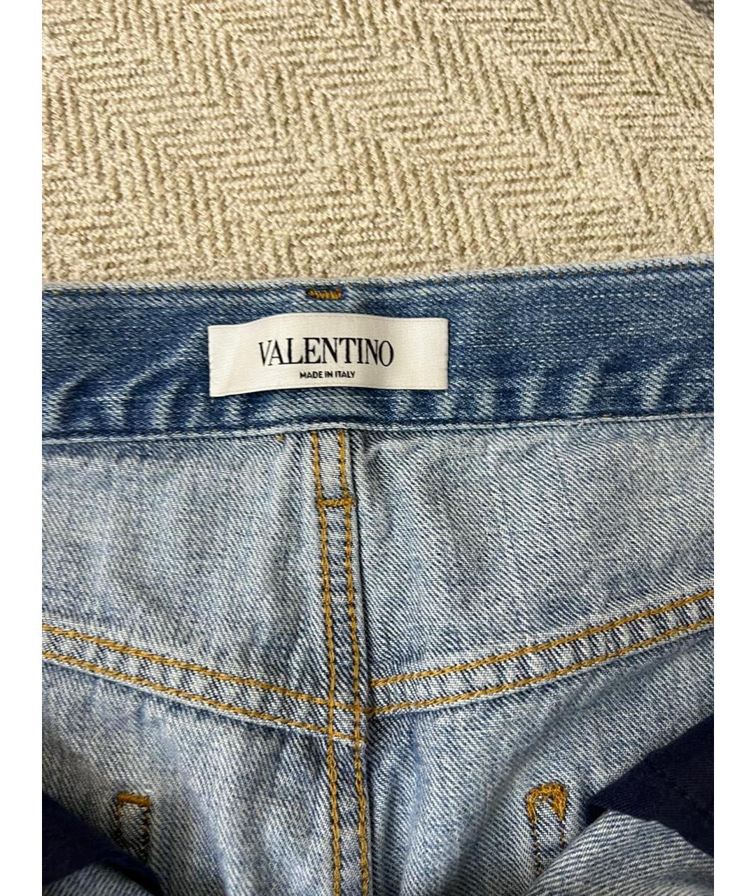 VALENTINO Голубые хлопковые прямые джинсы, фото 5