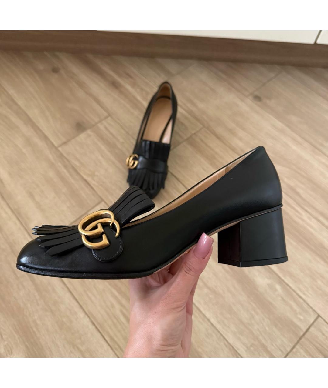 GUCCI Черные кожаные туфли, фото 2