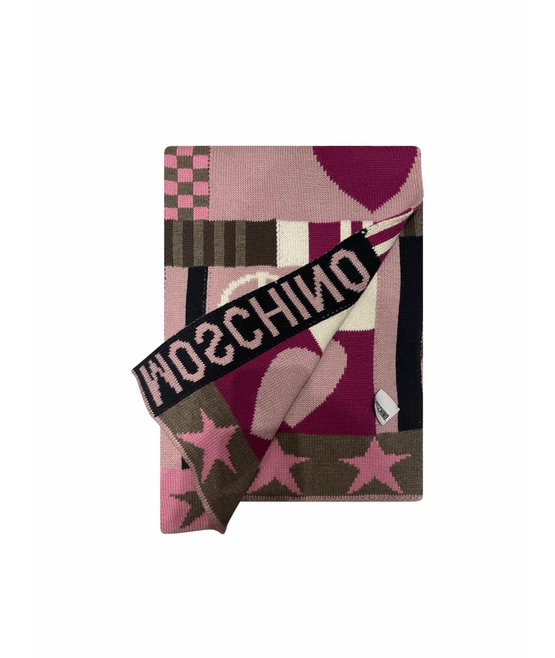 MOSCHINO Розовый шерстяной шарф, фото 1