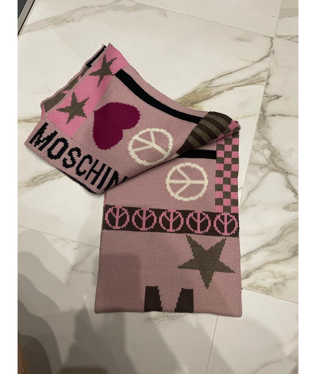 MOSCHINO Розовый шерстяной шарф, фото 4