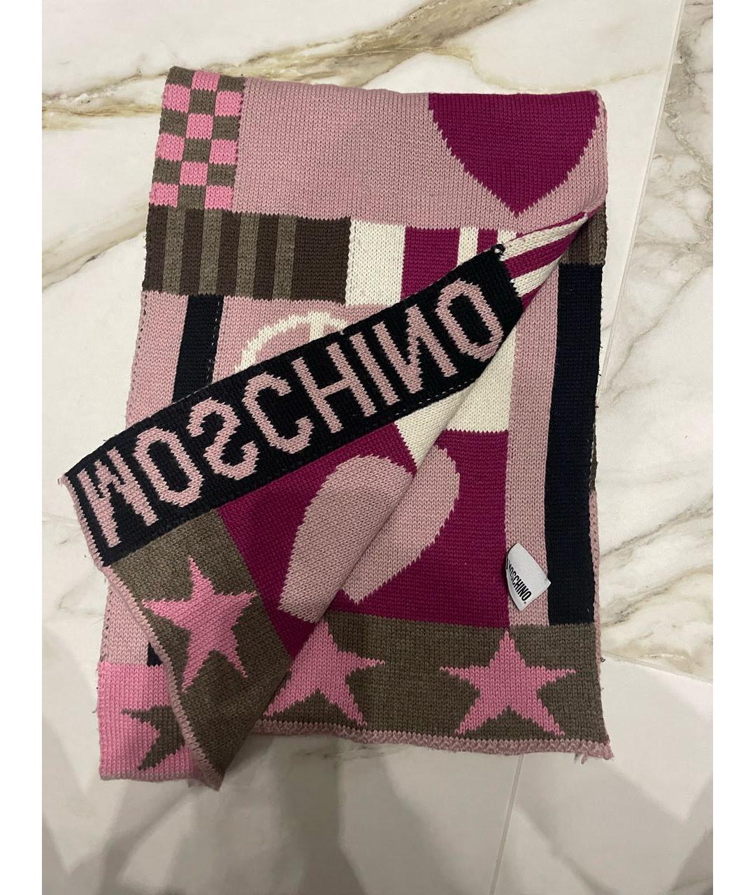 MOSCHINO Розовый шерстяной шарф, фото 5