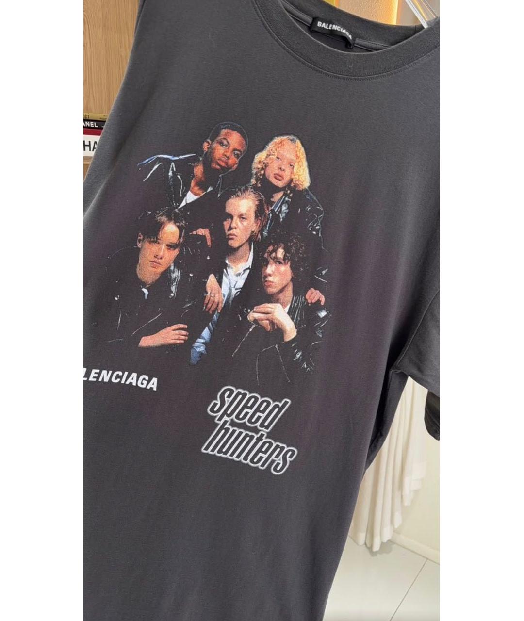 BALENCIAGA Черная хлопковая футболка, фото 4