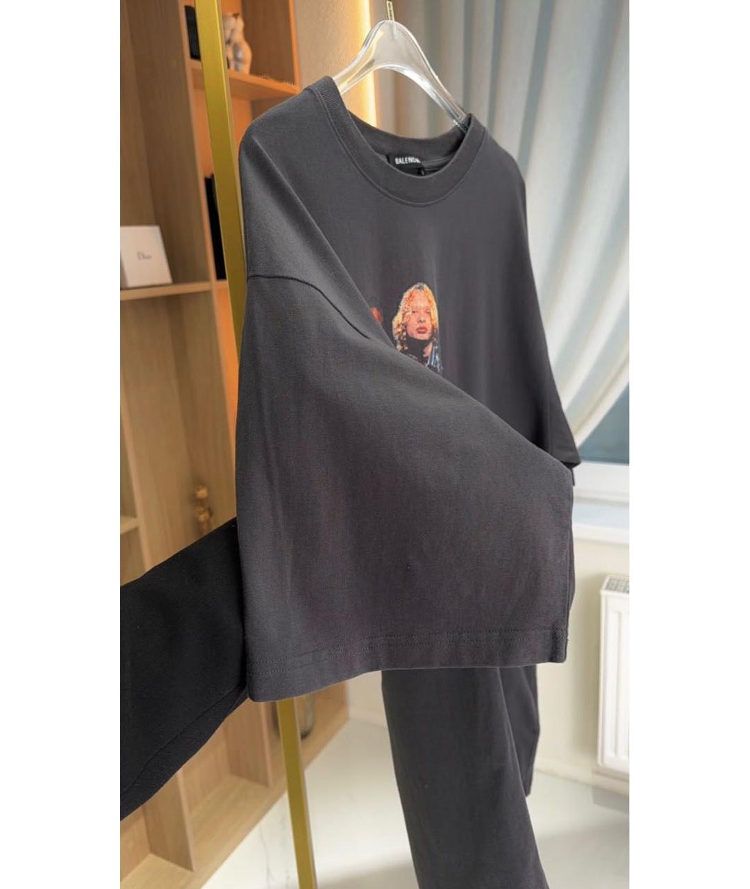 BALENCIAGA Черная хлопковая футболка, фото 2