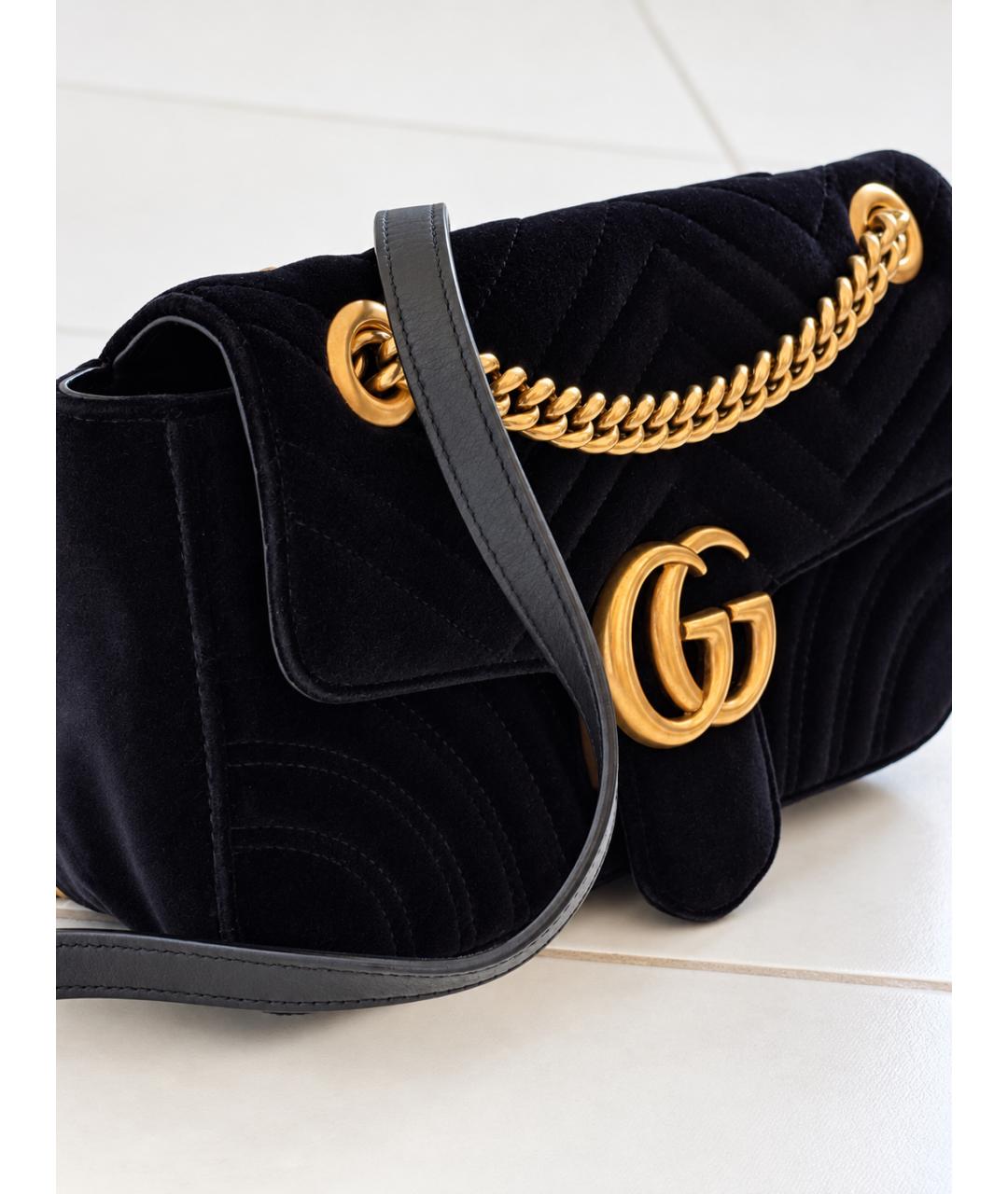 GUCCI Черная бархатная сумка через плечо, фото 2