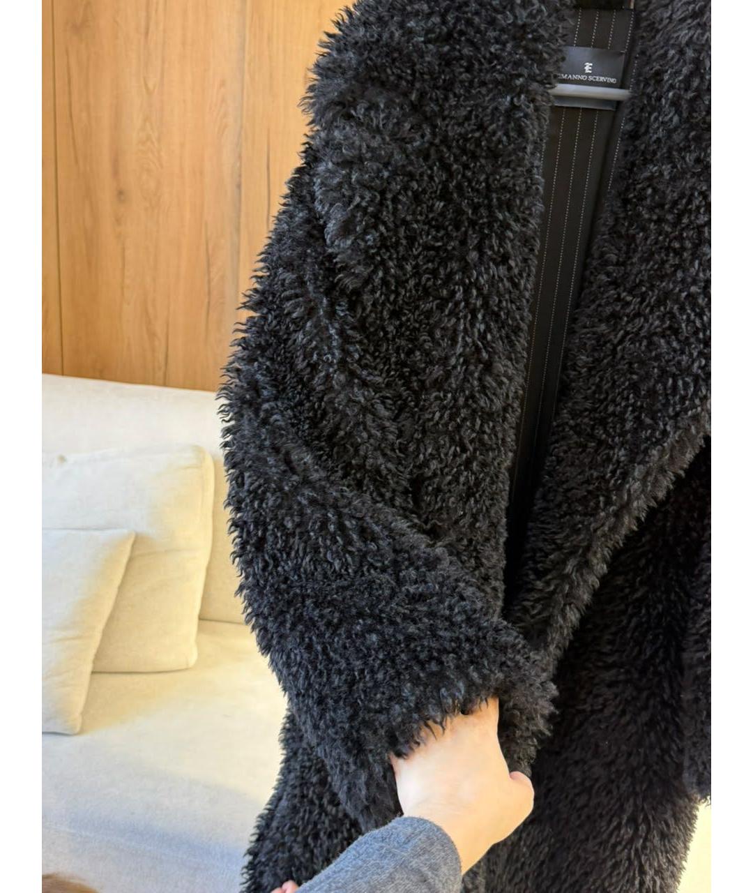 ERMANNO SCERVINO Черная меховая шуба, фото 4