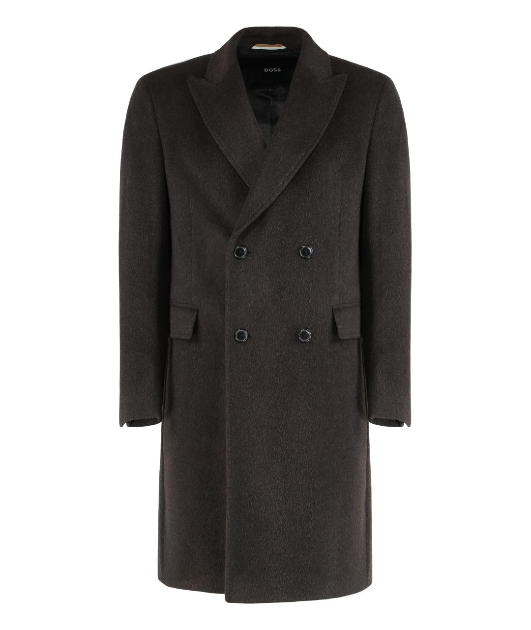 HUGO BOSS Коричневое шерстяное пальто, фото 1