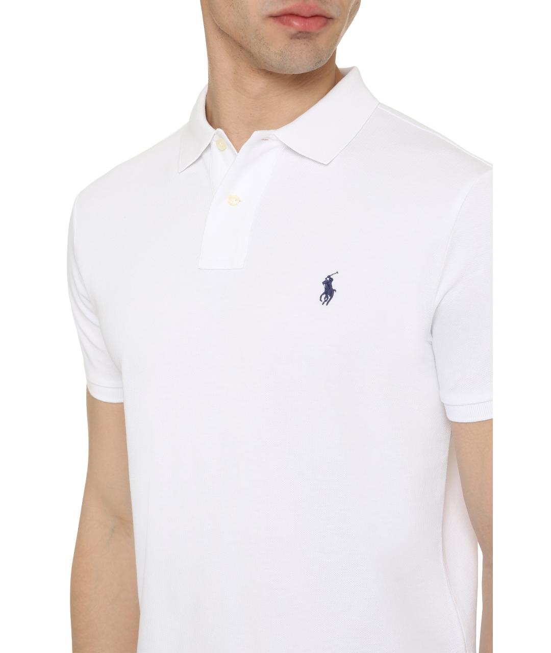 POLO RALPH LAUREN Белое хлопковое поло с коротким рукавом, фото 5