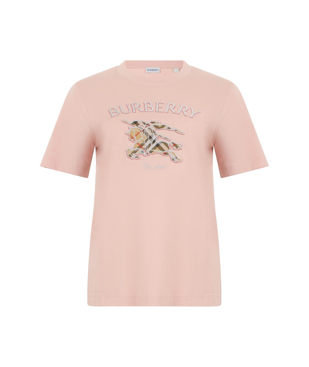 BURBERRY Розовая хлопковая футболка, фото 1