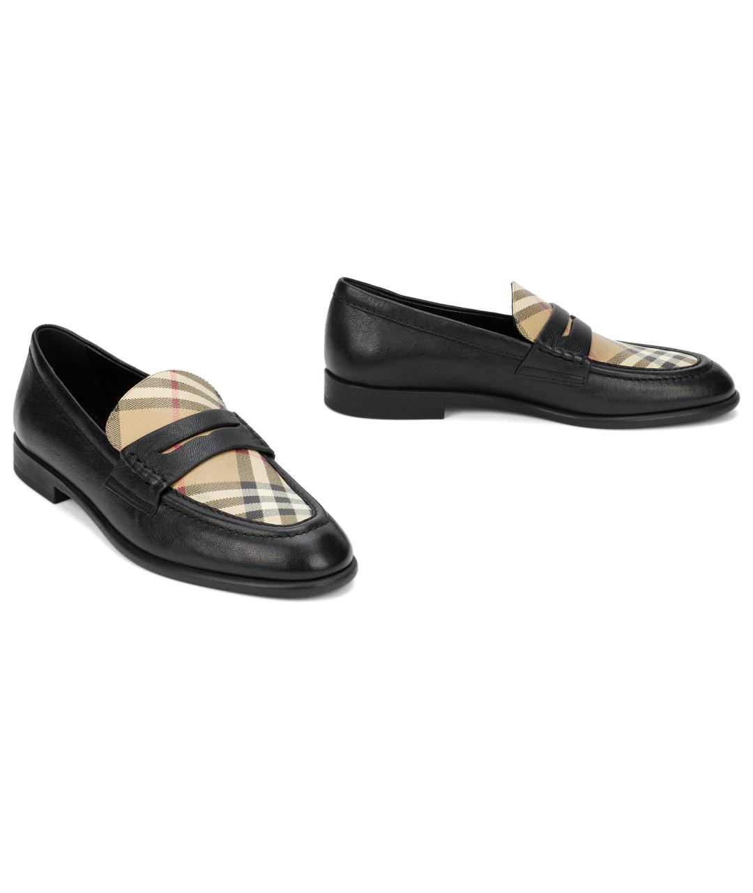 BURBERRY Черные кожаные лоферы, фото 3
