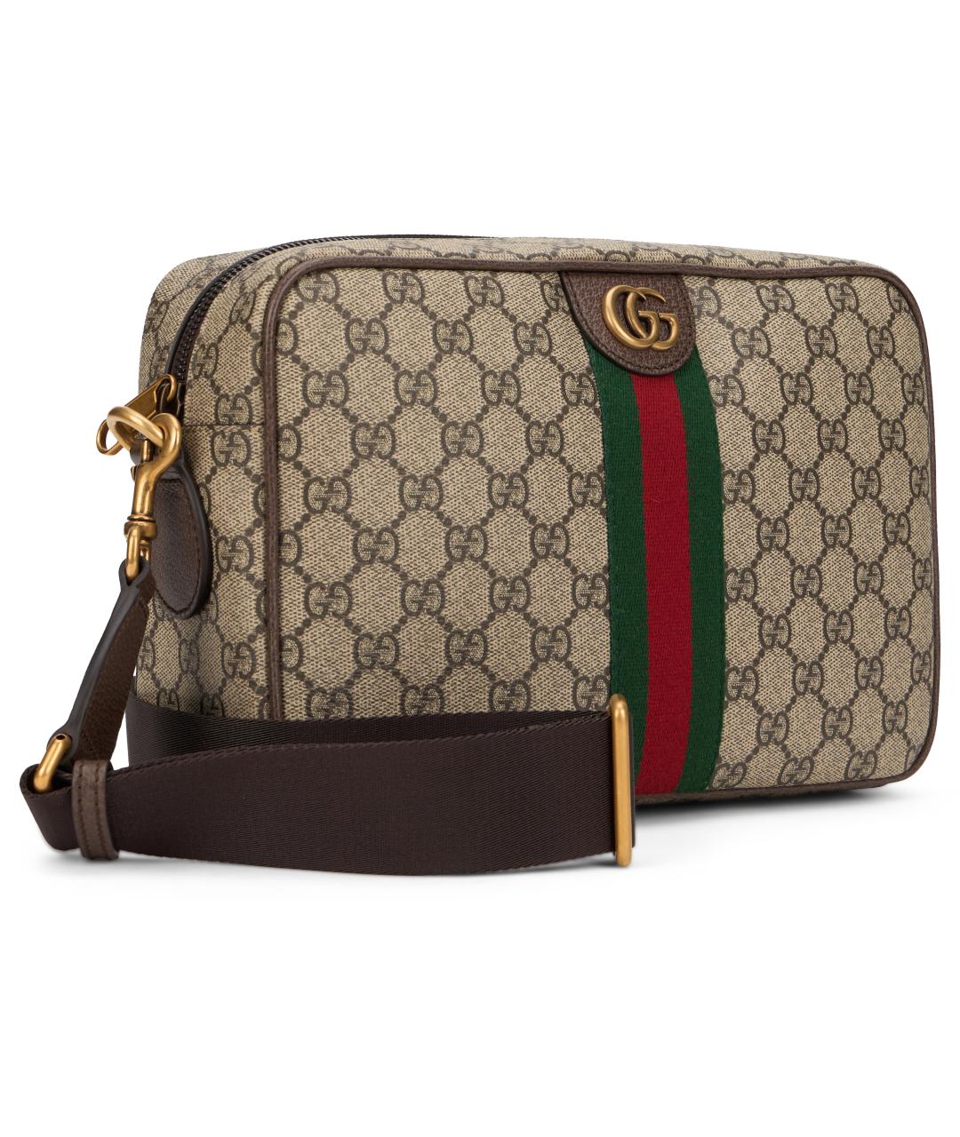 GUCCI Бежевая сумка на плечо из канвы, фото 2