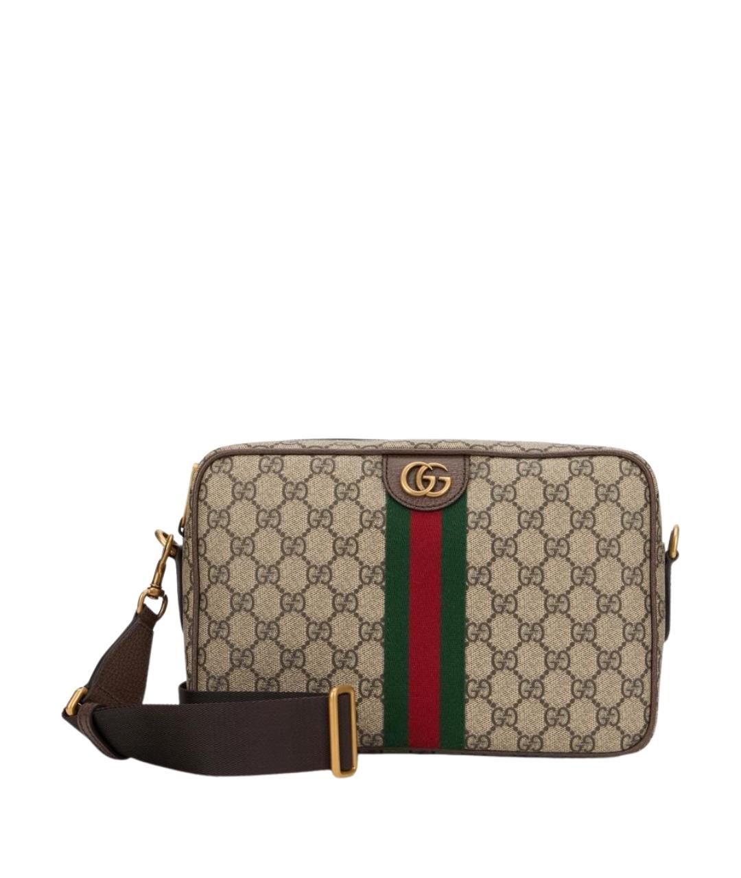 GUCCI Бежевая сумка на плечо из канвы, фото 1