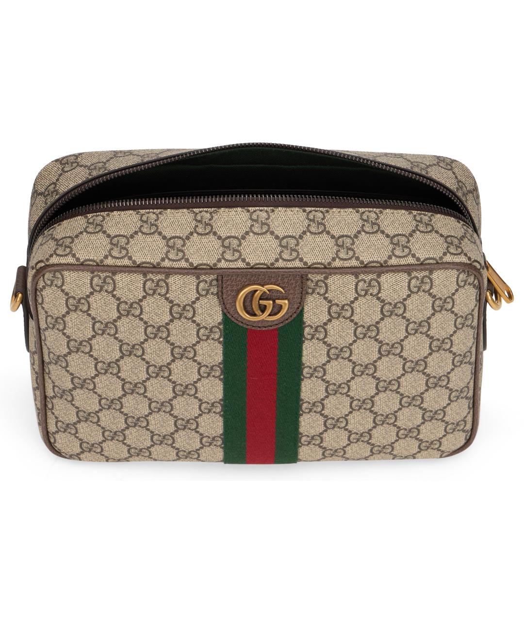 GUCCI Бежевая сумка на плечо из канвы, фото 4