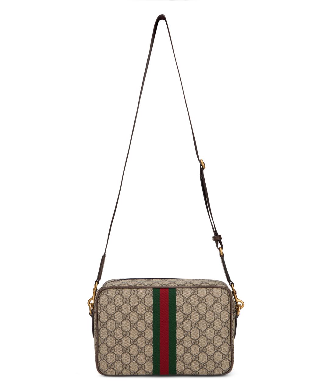 GUCCI Бежевая сумка на плечо из канвы, фото 3