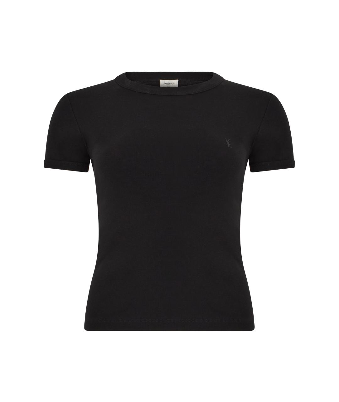 SAINT LAURENT Черная хлопковая футболка, фото 1