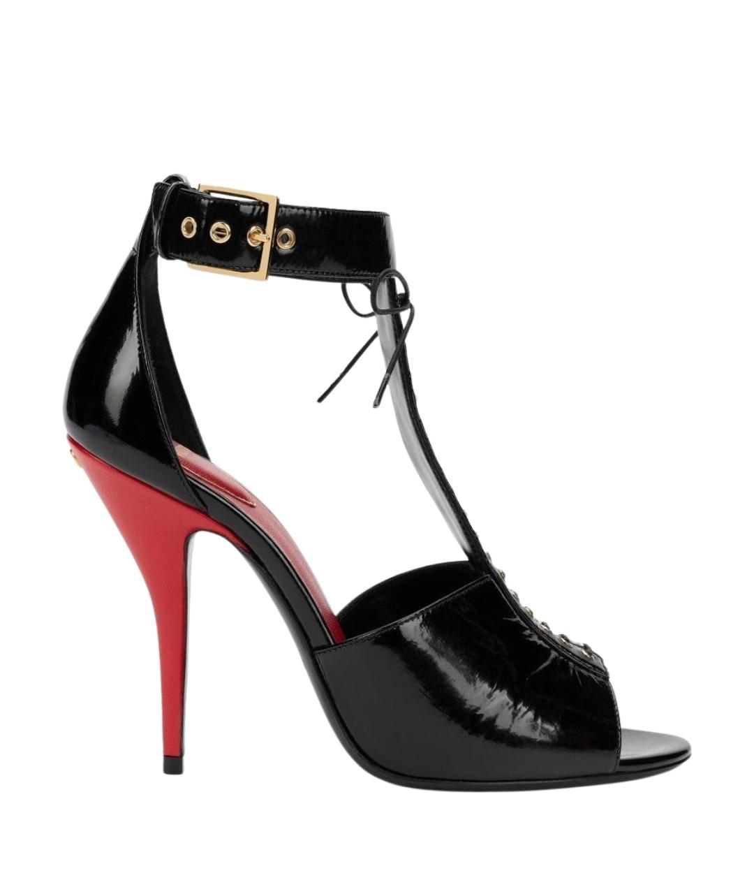VALENTINO Черные кожаные босоножки, фото 1