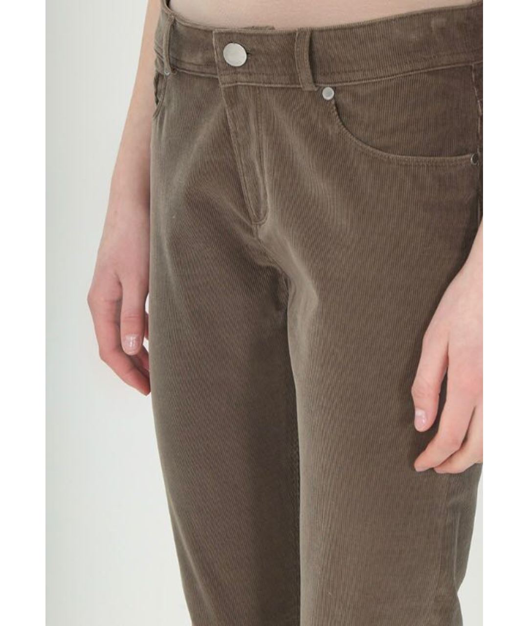 LORO PIANA Хаки хлопко-эластановые брюки узкие, фото 5
