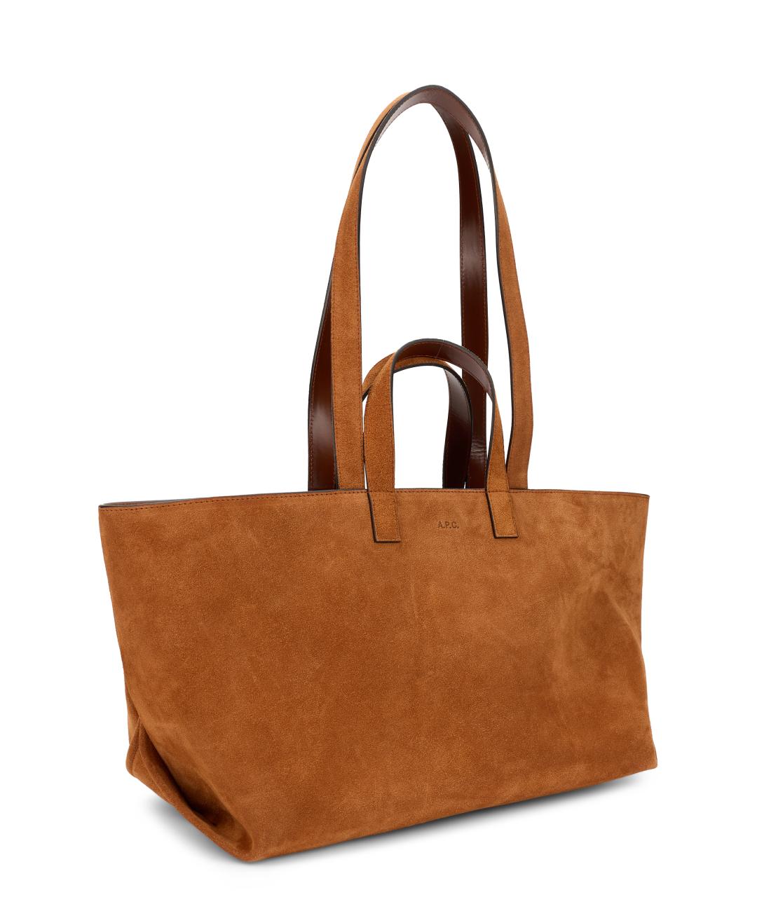 A.P.C. Коричневая кожаная сумка тоут, фото 3