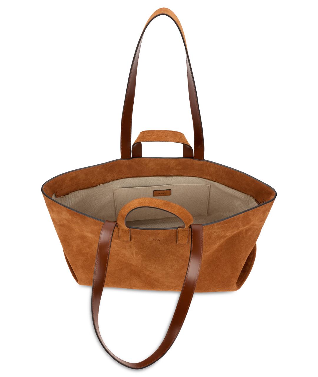 A.P.C. Коричневая кожаная сумка тоут, фото 5
