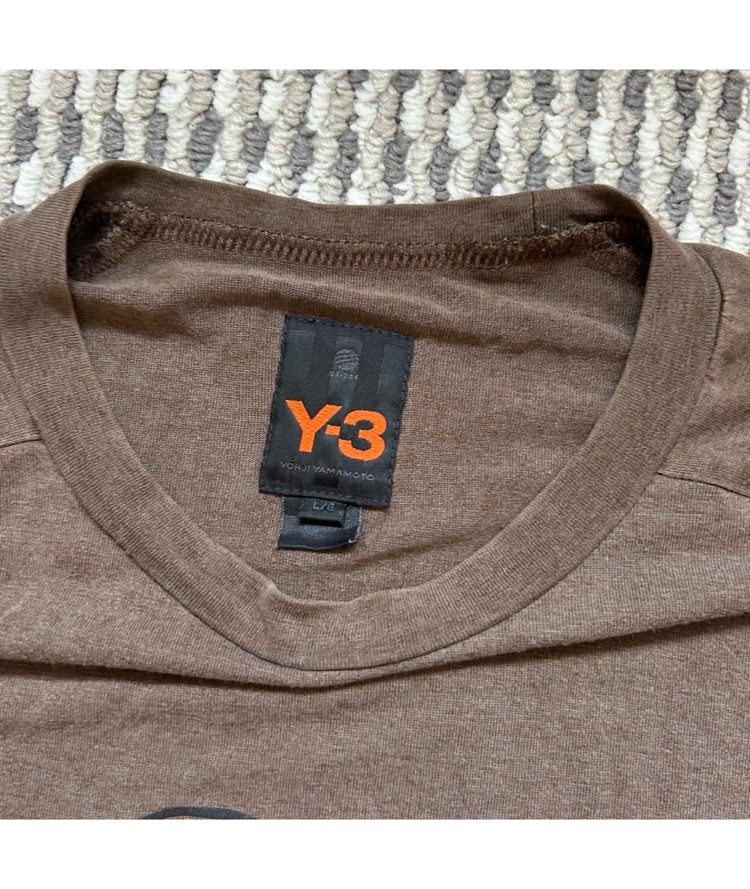 Y-3 Коричневая хлопковая футболка, фото 3