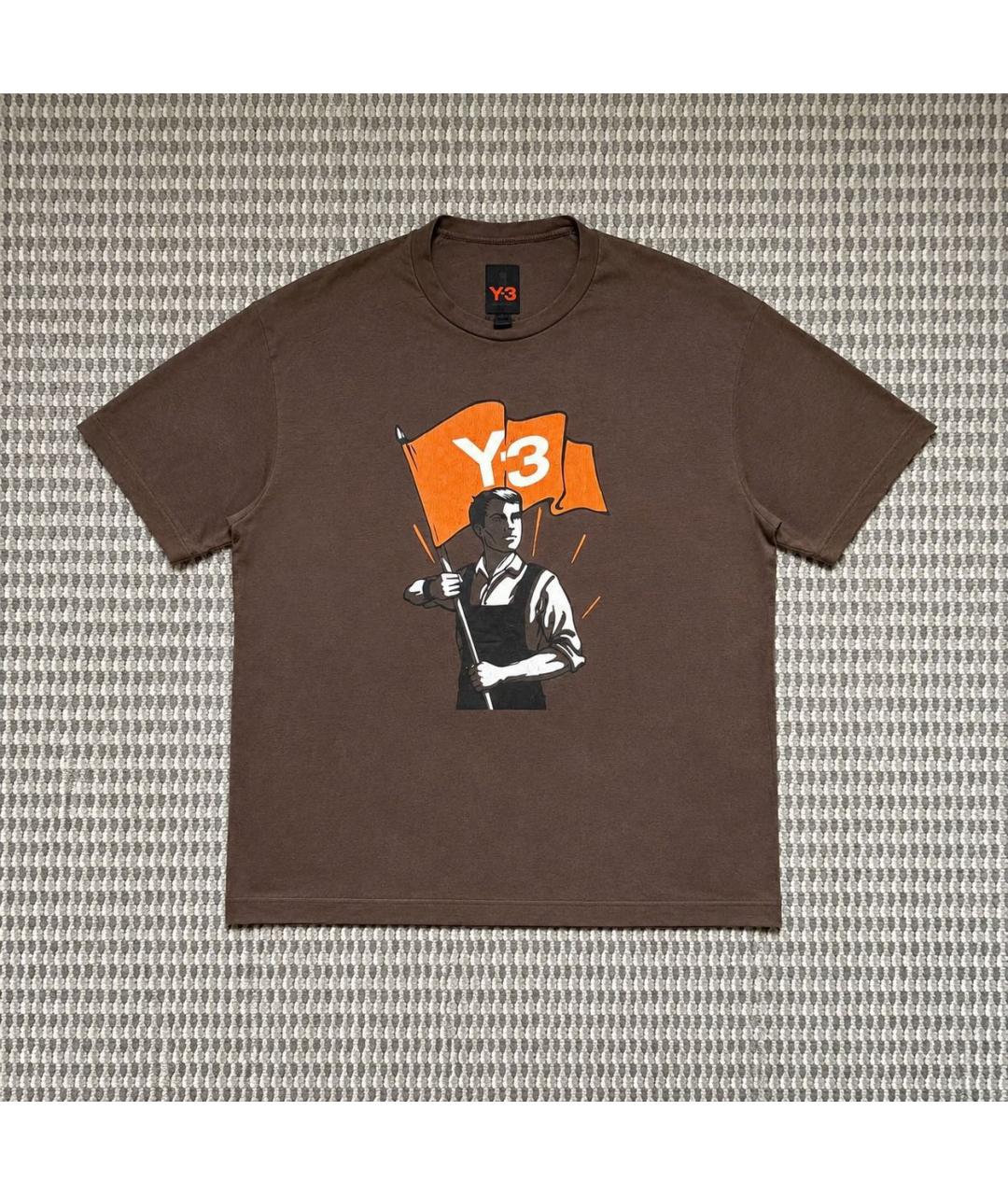 Y-3 Коричневая хлопковая футболка, фото 6