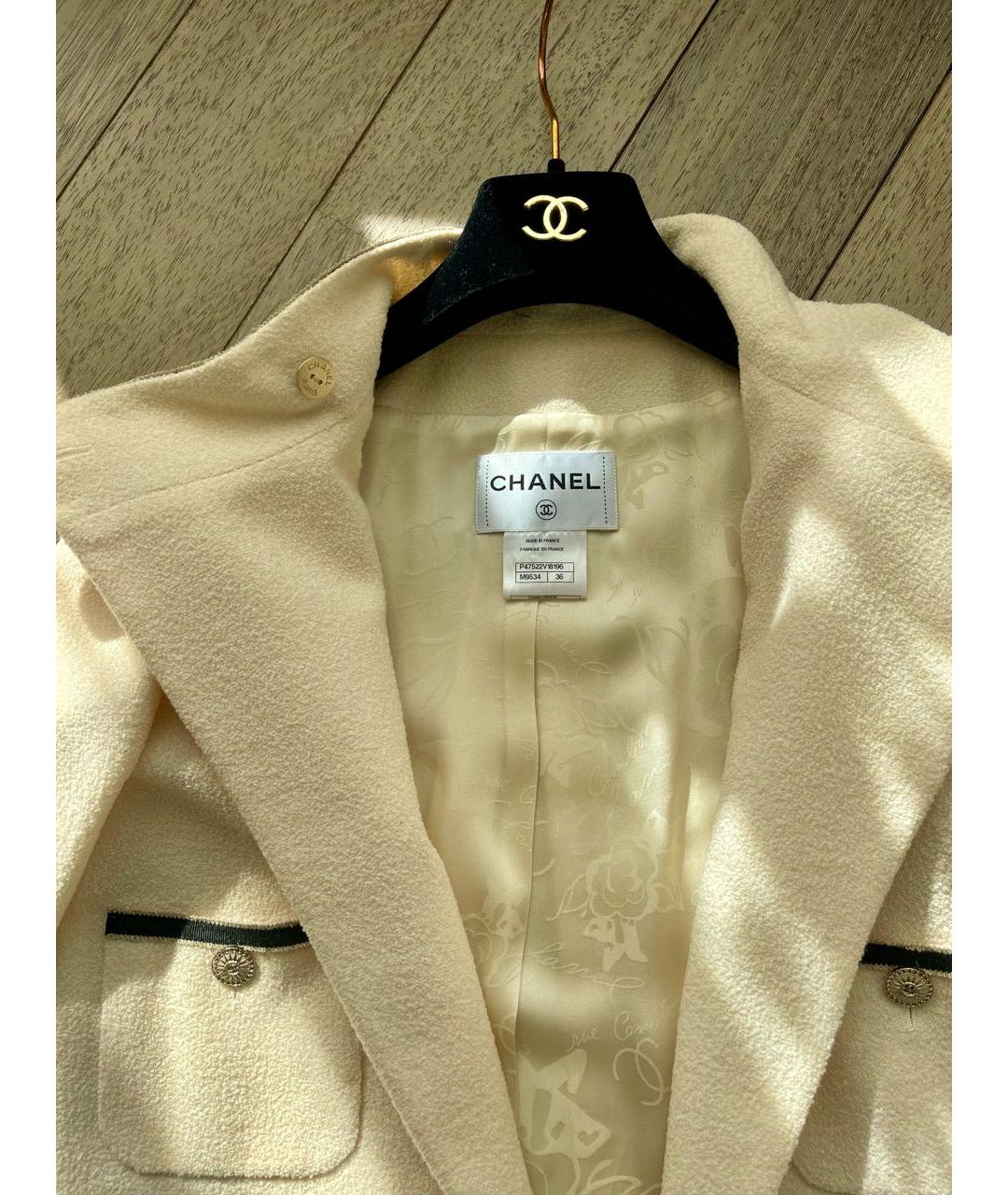 CHANEL Белое шерстяное пальто, фото 3