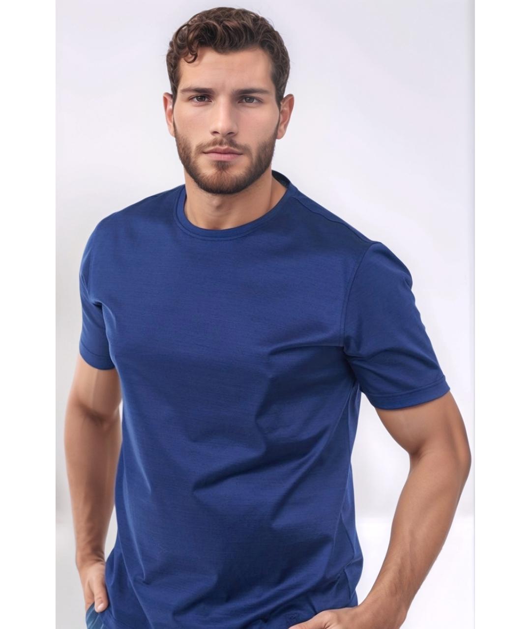 CORNELIANI Синяя хлопковая футболка, фото 2