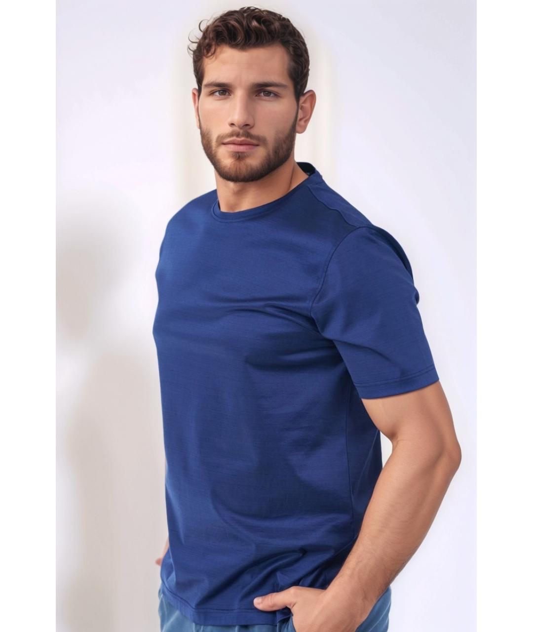 CORNELIANI Синяя хлопковая футболка, фото 4