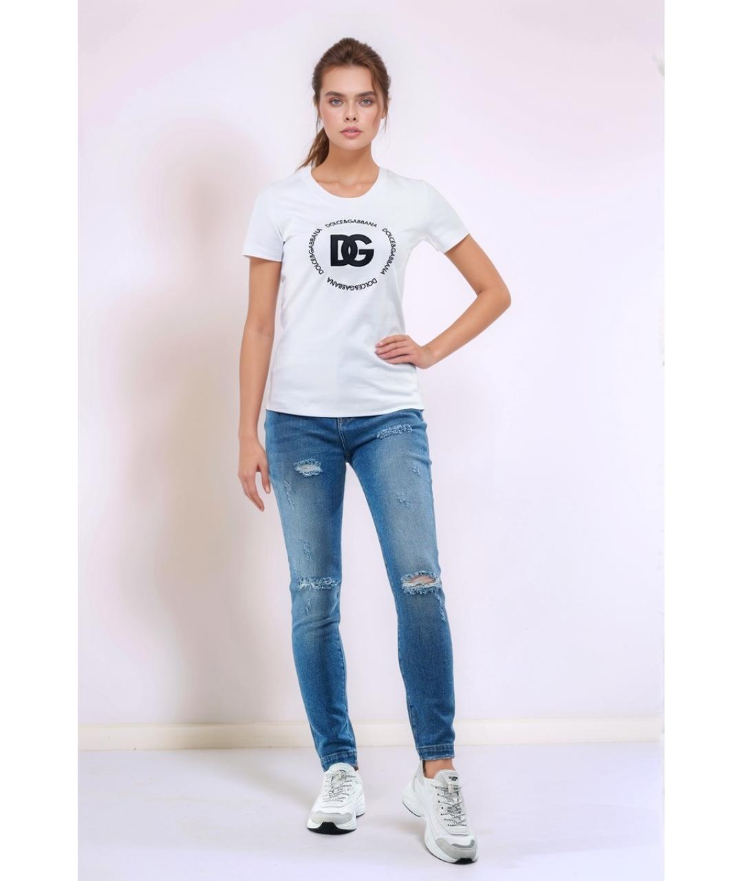DOLCE&GABBANA Голубые хлопко-эластановые джинсы слим, фото 2