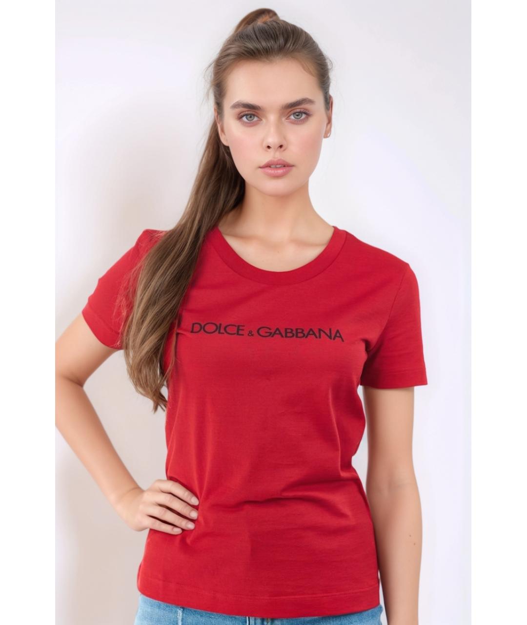DOLCE&GABBANA Красная хлопковая футболка, фото 2