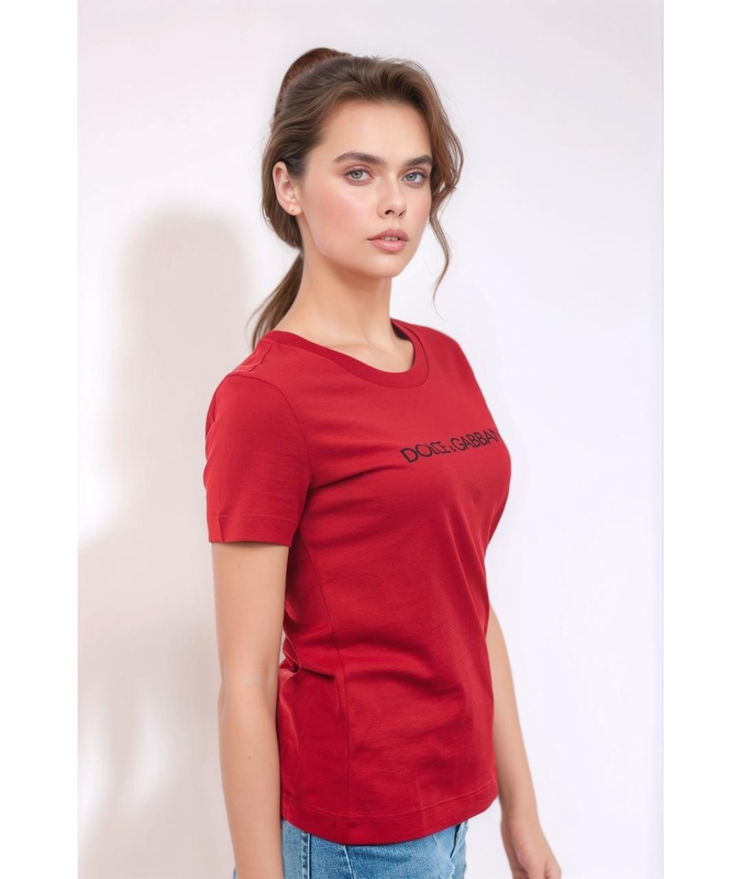 DOLCE&GABBANA Красная хлопковая футболка, фото 4