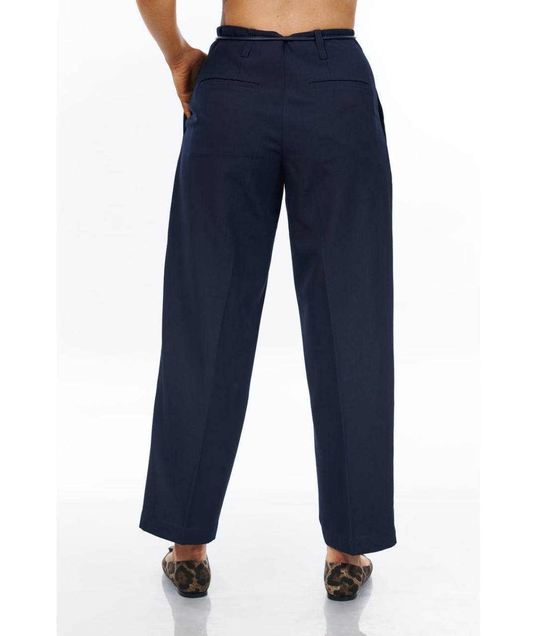 YVES SALOMON Темно-синие полиэстеровые прямые брюки, фото 4