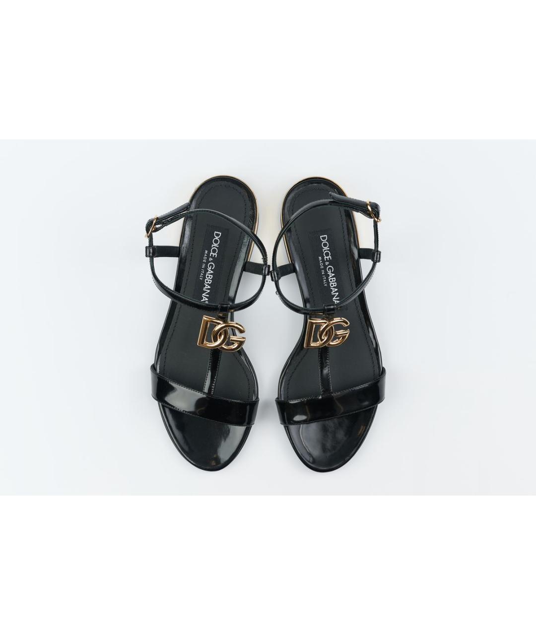 DOLCE&GABBANA Черные сандалии из лакированной кожи, фото 3