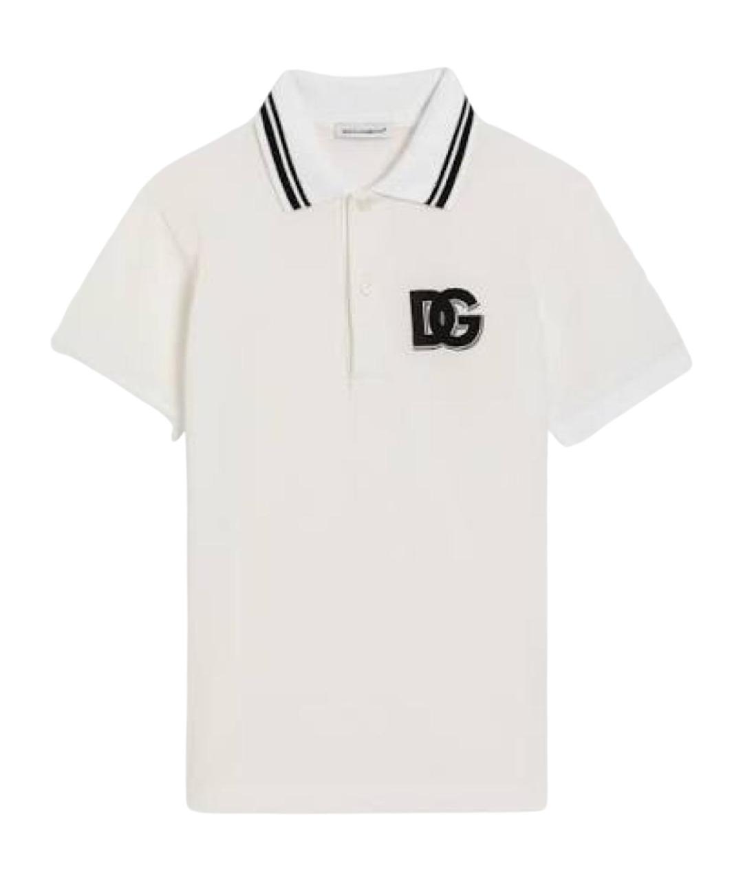 DOLCE&GABBANA Белое хлопковое поло с коротким рукавом, фото 1