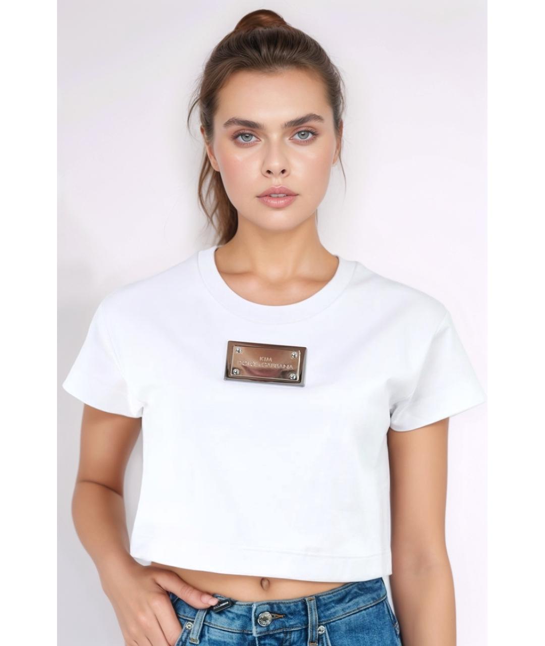 DOLCE&GABBANA Белая хлопковая футболка, фото 2