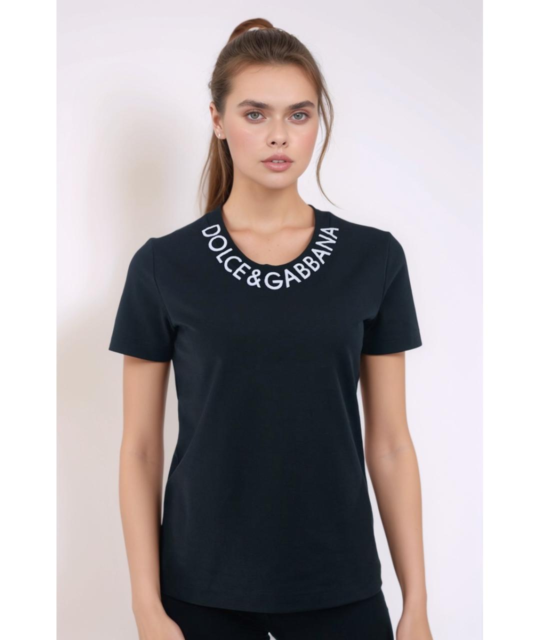 DOLCE&GABBANA Черная хлопковая футболка, фото 2
