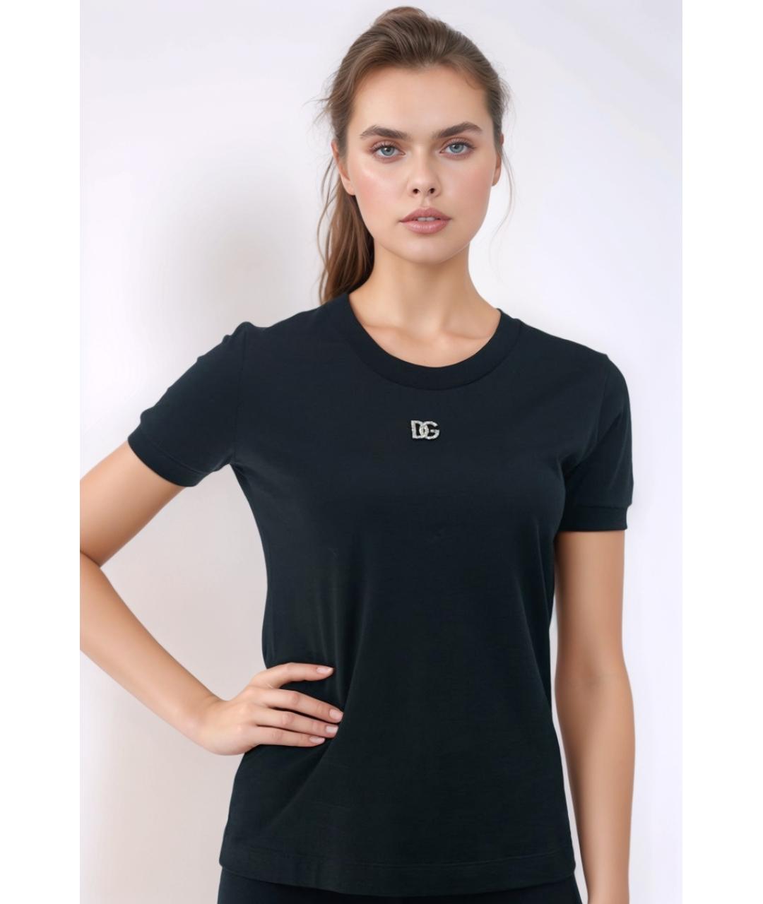 DOLCE&GABBANA Черная хлопковая футболка, фото 2