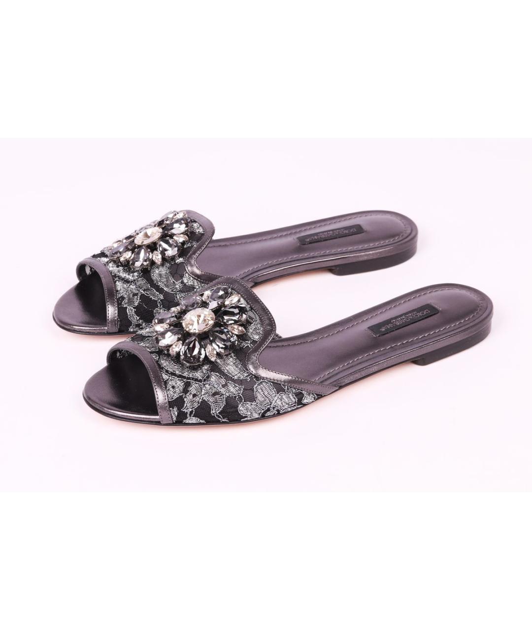 DOLCE&GABBANA Антрацитовые текстильные мюли, фото 2