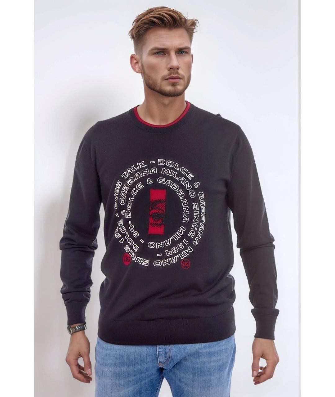 DOLCE&GABBANA Черный шерстяной джемпер / свитер, фото 2