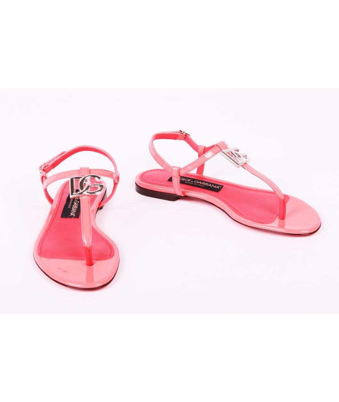 DOLCE&GABBANA Коралловые сандалии из лакированной кожи, фото 4