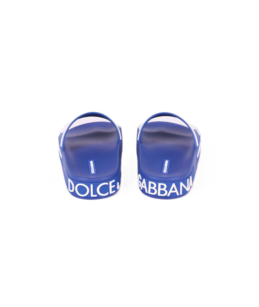 DOLCE&GABBANA Синие резиновые шлепанцы, фото 4