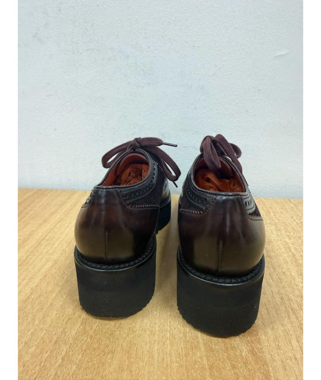 SANTONI Бордовые кожаные брогги и оксфорды, фото 6