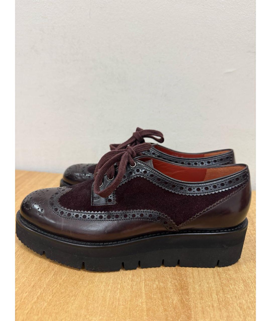 SANTONI Бордовые кожаные брогги и оксфорды, фото 4
