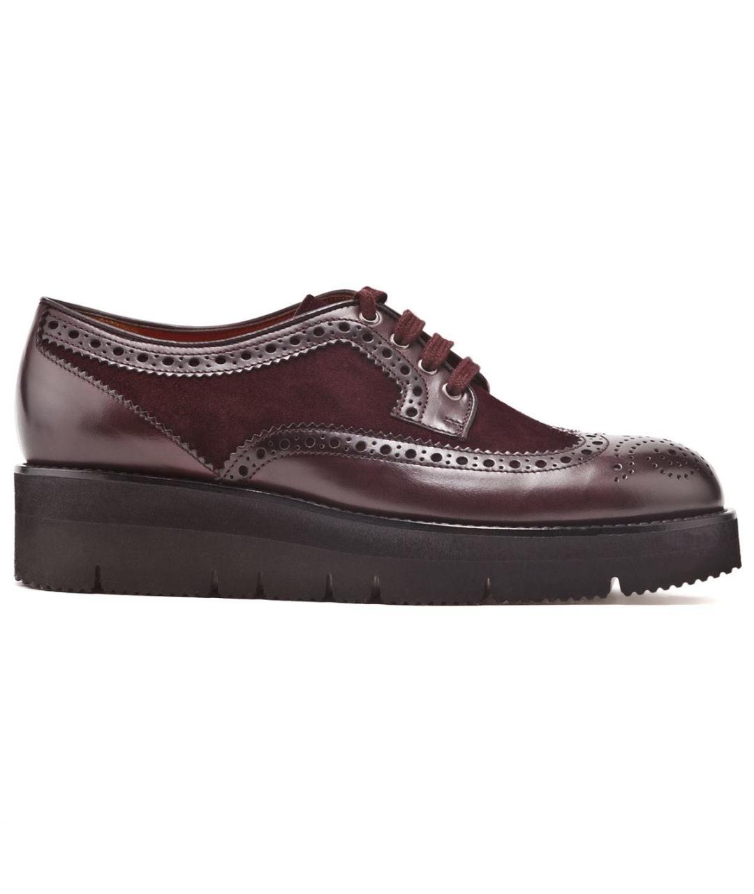 SANTONI Бордовые кожаные брогги и оксфорды, фото 2