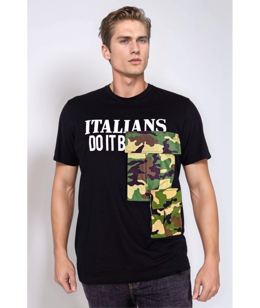 DOLCE&GABBANA Черная хлопковая футболка, фото 2