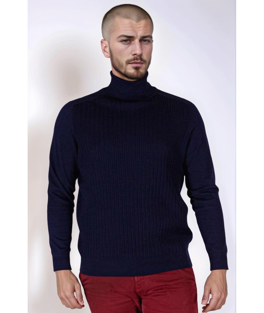 HUGO BOSS Темно-синяя хлопковая водолазка, фото 4
