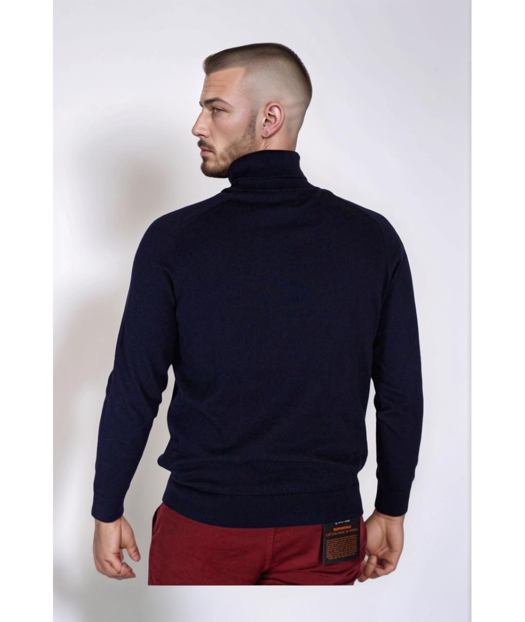 HUGO BOSS Темно-синяя хлопковая водолазка, фото 2