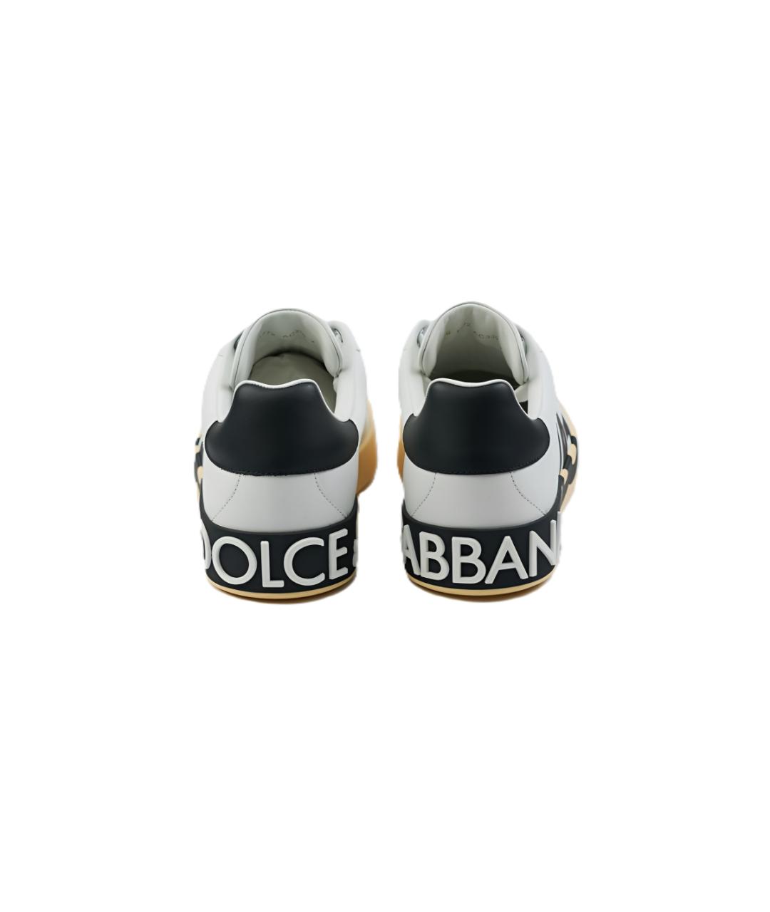 DOLCE&GABBANA Белые кожаные низкие кроссовки / кеды, фото 4